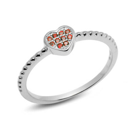 Srebrny Pierścionek Czerwone Serce z Cyrkoniami