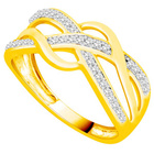 Szeroki Złoty Pierścionek Wysadzany Brylantami