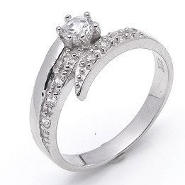 Pierścionek Srebrny z Diamentowymi Cyrkoniami