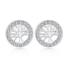 Srebrne Kolczyki Koła z Drzewkiem Szczęścia