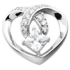 Zawieszka Srebrna Serce Białe Cyrkonie