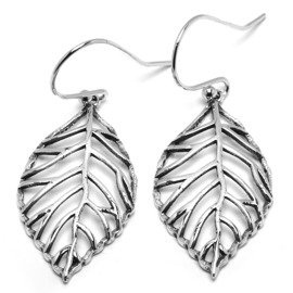 Srebrne Kolczyki w Kształcie Liścia