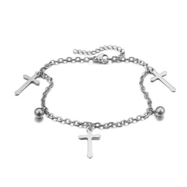 Bransoletka na Nogę z Krzyżykiem Stal Szlachetna
