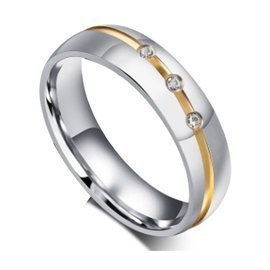 Obrączka z Diamentowymi Kamieniami Stal Szlachetna