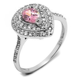 Srebrny Pierścionek z Różową Cyrkonią