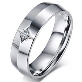Obrączka ze Stali Chirurgicznej z Cyrkonią