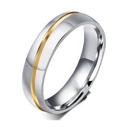 Obrączka ze Złotym Paskiem Stal Szlachetna