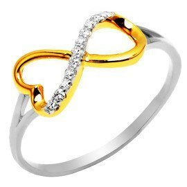 Pierścionek Białe Złoto Brylantami Nieskończoność