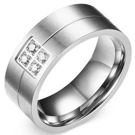 Obrączka ze Stali Chirurgicznej z Cyrkoniami
