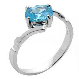 Pierścionek Srebrny z Błękitną Cyrkonią