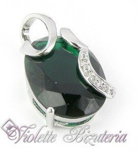 Pozłacana Zawieszka Zielona Cyrkonia nr.2428