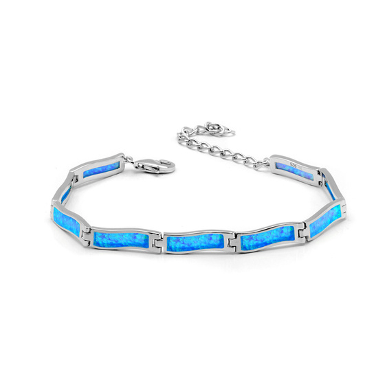 Srebrna Bransoletka z Niebieskim Opalem