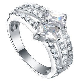 Pierścionek Srebrny Wysadzany Białymi Cyrkoniami