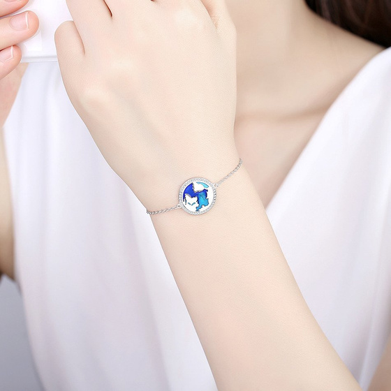 Bransoletka Srebrna Świat z Cyrkoniami