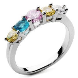 Srebrny Pierścionek z Różnokolorowymi Cyrkoniami