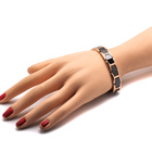 Czarna Bransoletka Ceramika Złota Stal Szlachetna