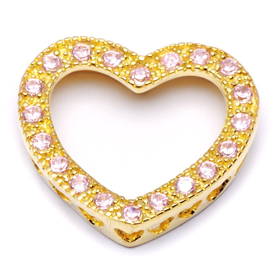 Zawieszka Srebrna Pozłacana Różowe Serce