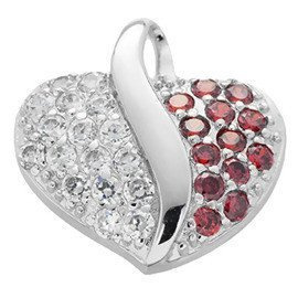 Zawieszka Srebrna Czerwone Serce Cyrkonie