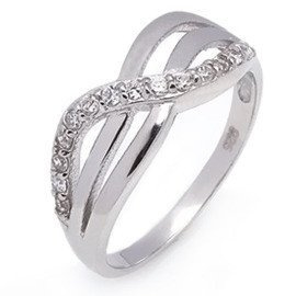 Srebrny Pierścionek Wysadzany Białymi Kamieniami