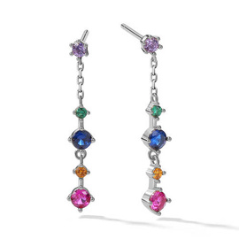 Srebrne Kolczyki Kolorowe Cyrkonie