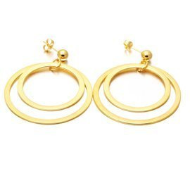 Złote Kolczyki Dwa Koła ze Stali Szlachetnej