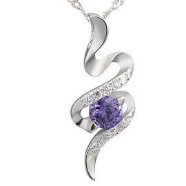 Srebrna Zawieszka z Fioletowym Kamieniem