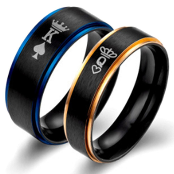 Obrączka ze Stali Szlachetnej Król Pik