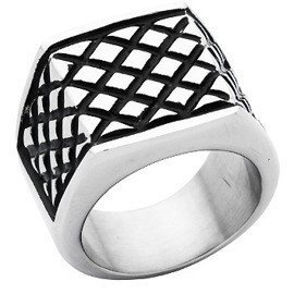 Sygnet ze Stali Szlachetnej z Czarnymi Elementami