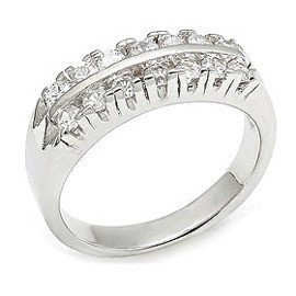 Pierścionek Srebrny z Dwoma Rzędami Cyrkonii