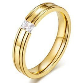Złota Obrączka ze Stali Szlachetnej z Cyrkonią