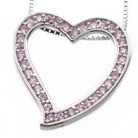 Zawieszka Srebrna Duże Różowe Serduszko