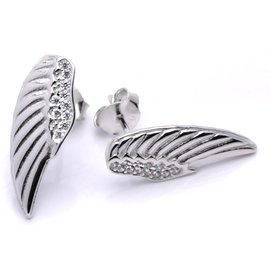 Srebrne Kolczyki Skrzydła z Cyrkoniami