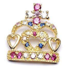 Zawieszka Srebrna Pozłacana Korona Cyrkonie