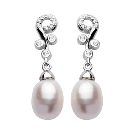 Srebrne Kolczyki z Perłą i Cyrkoniami