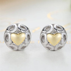 Srebrne Kolczyki Złote Serduszka