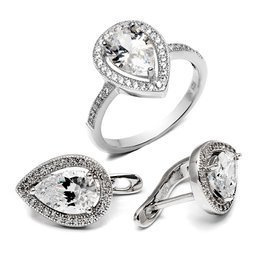 Srebrny Komplet Pierścionek i Kolczyki