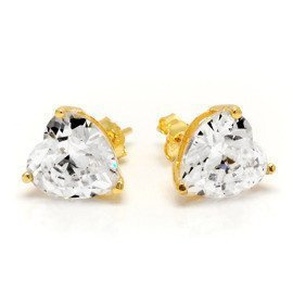 Kolczyki Srebrne Serce Powlekane Złotem 7mm