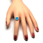 Srebrny Pierścionek Serce z Opalem i Cyrkoniami