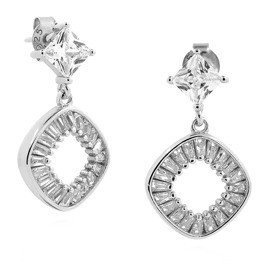 Srebrne Kolczyki Kwadratowe z Cyrkoniami