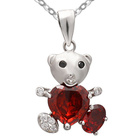 Srebrna Zawieszka Miś z Czerwonym Sercem