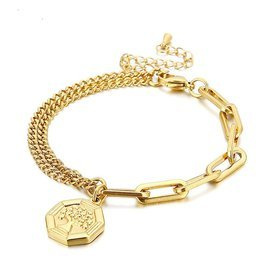 Złota Bransoletka z Dzewkiem Stal Szlachetna