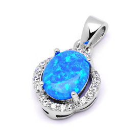 Srebrna Zawieszka z Niebieskim Opalem i Cyrkoniami