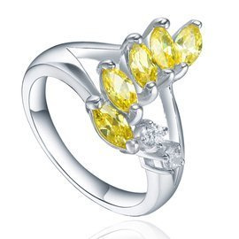 Srebrny Pierścionek z Zółtymi Kamieniami