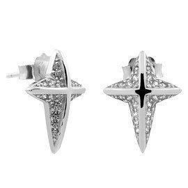 Kolczyki Srebrne w Kształcie Krzyżyka z Cyrkoniami