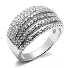 Szeroka Srebrna Obrączka Wysadzana Cyrkoniami