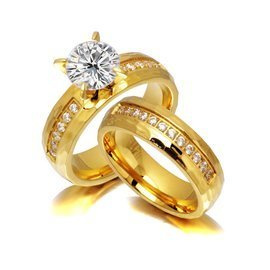 Komplet Obrączek Z Cyrkoniami Stal Szlachetna