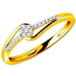 Złoty Pierścionek Zaręczynowy z Brylantami 0.10ct