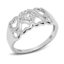 Pierścionek Obrączka Srebrna z Serduszkami