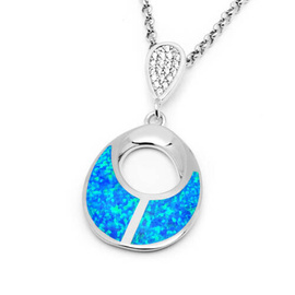 Srebrna Zawieszka z Opalem i Cyrkoniami