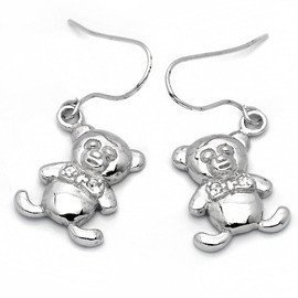 Kolczyki Srebrne Rodowane Misie